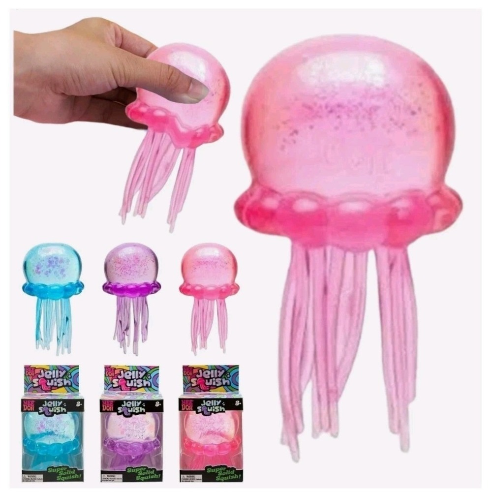 NeeDoh JellySquish Jellyfish Fidget Toy Pick Your Color Pink Blue Purple Glitter - Picture 3 of 9